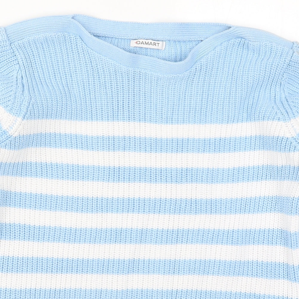 Damart Womens Blue Striped Knit Pullover Jumper Size 14