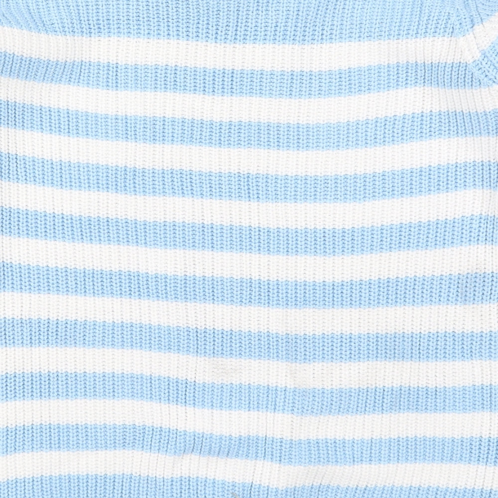 Damart Womens Blue Striped Knit Pullover Jumper Size 14