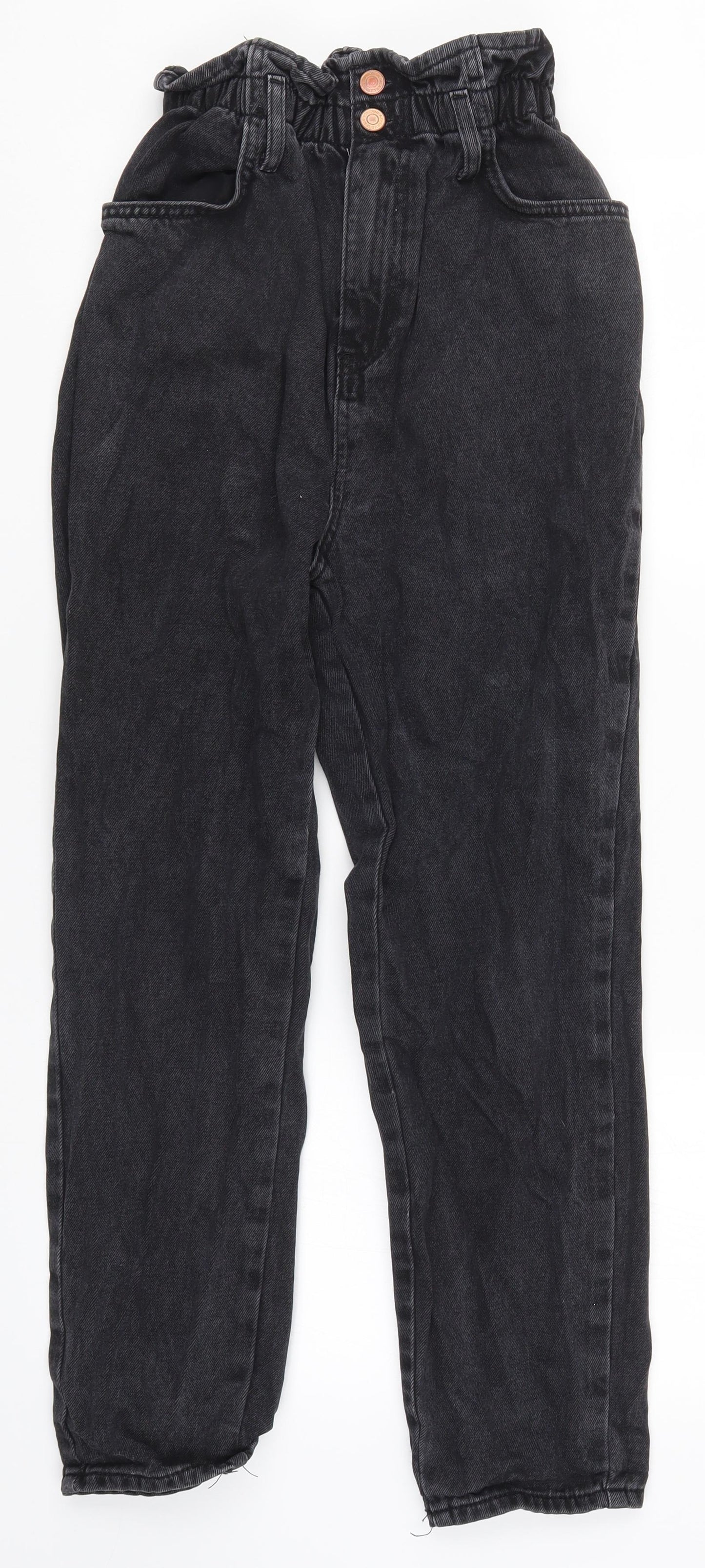New Look Womens Grey  Denim Straight Jeans Size 10 L25 in - Papaerbag Waist