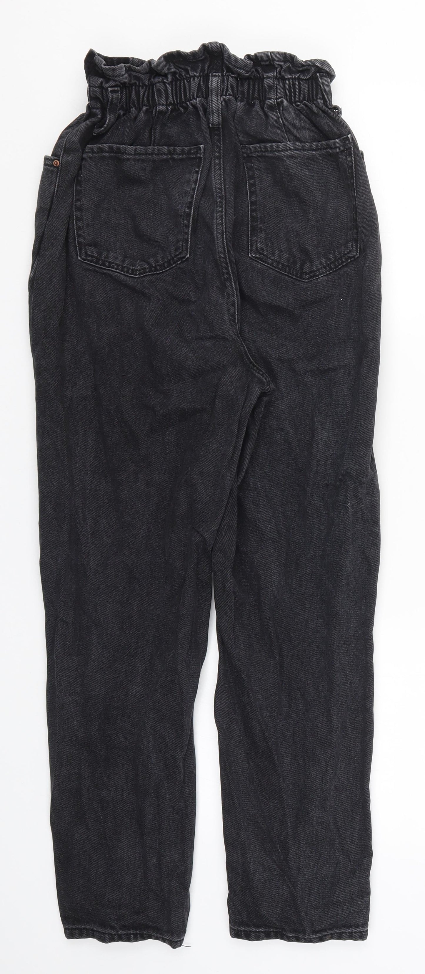 New Look Womens Grey  Denim Straight Jeans Size 10 L25 in - Papaerbag Waist