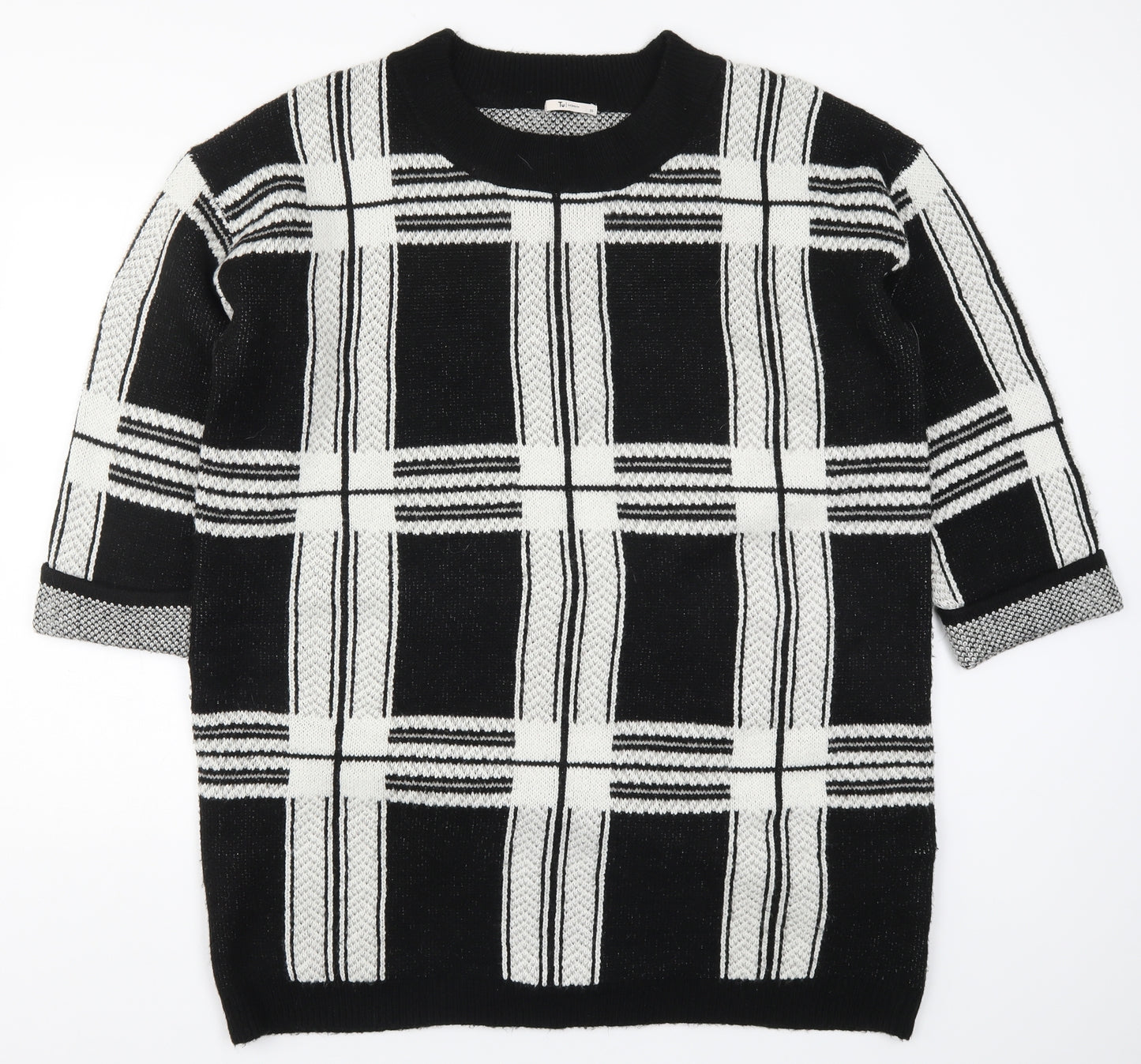 TU Womens Black Check Knit Pullover Jumper Size 20