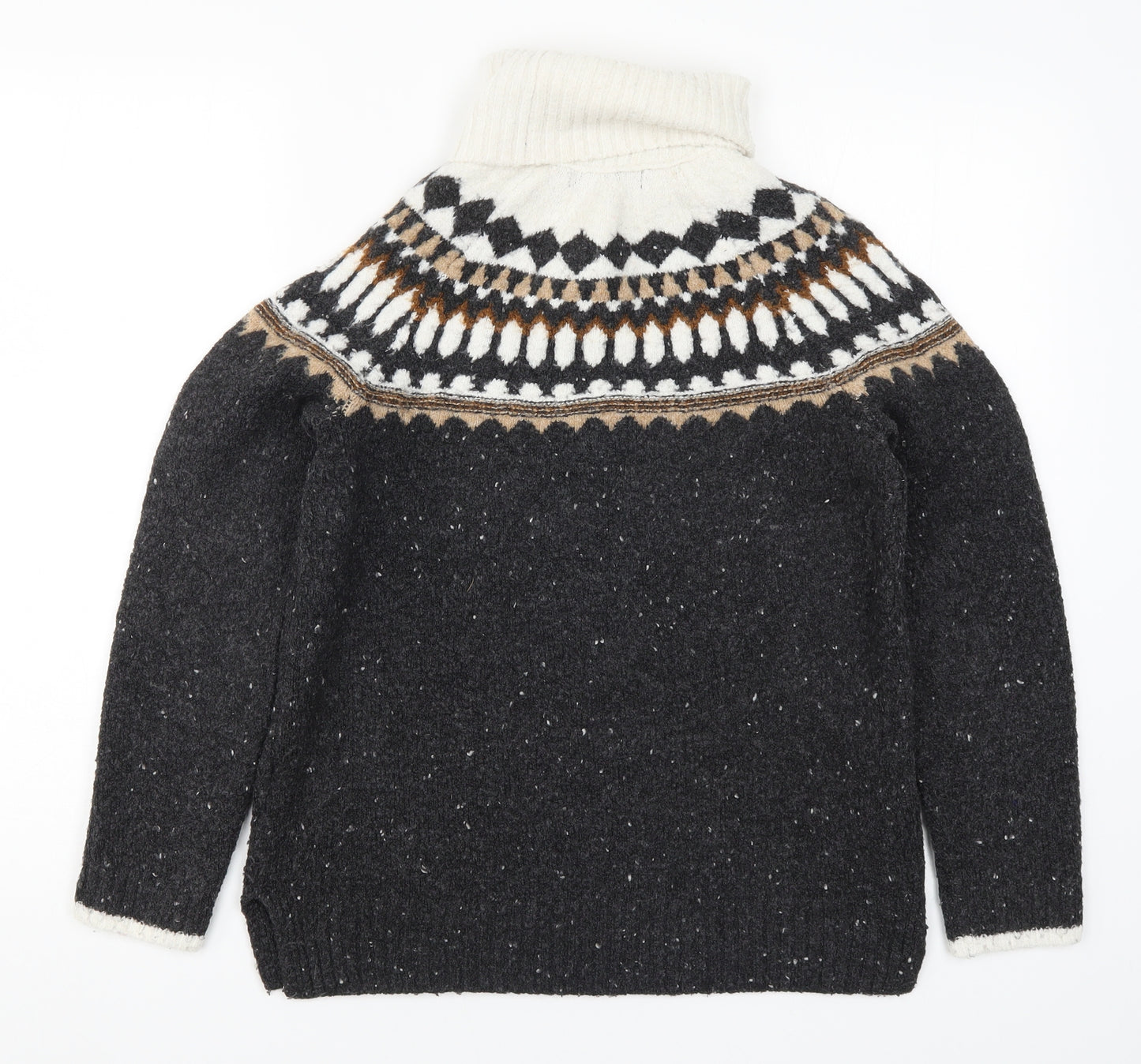 Marks and Spencer Womens Grey Fair Isle Knit Pullover Jumper Size XS