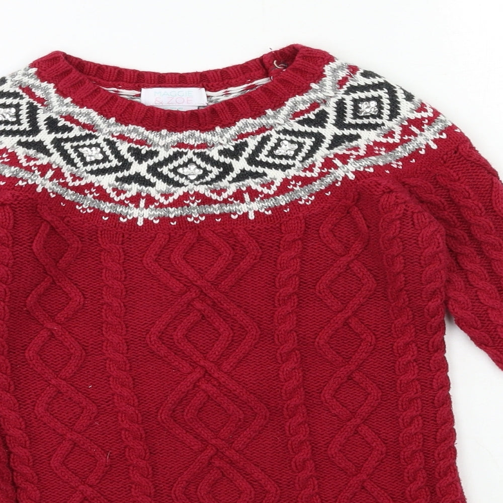 Maggie & Zoe Girls Red  Knit Jumper Dress  Size 7-8 Years