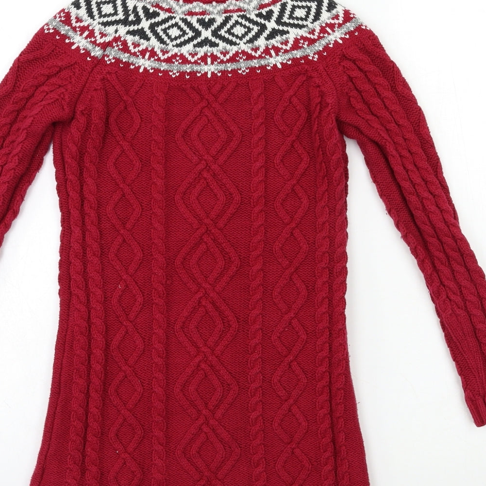 Maggie & Zoe Girls Red  Knit Jumper Dress  Size 7-8 Years