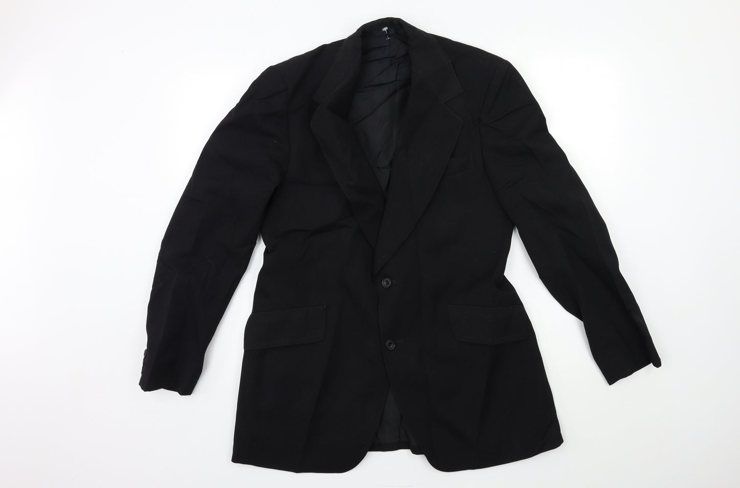 Preworn Mens Black  Rayon Jacket Suit Jacket Size 38