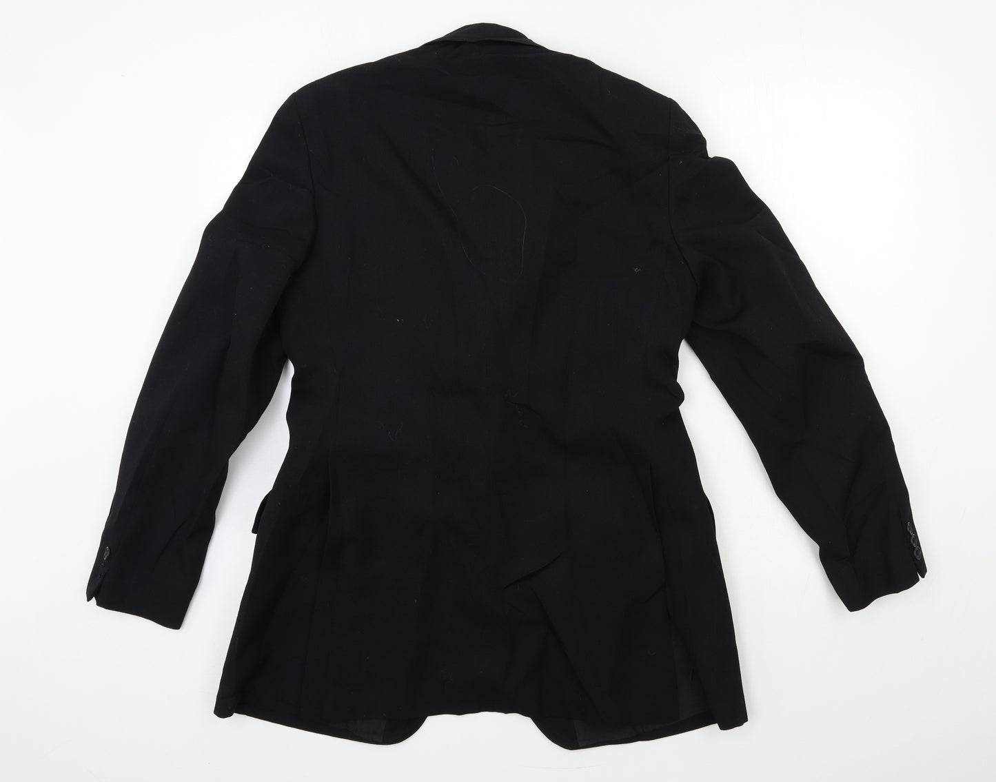 Preworn Mens Black  Rayon Jacket Suit Jacket Size 38
