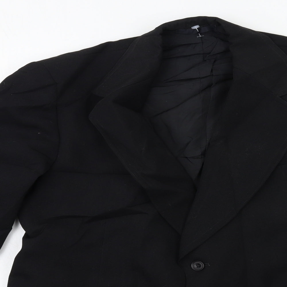 Preworn Mens Black  Rayon Jacket Suit Jacket Size 38
