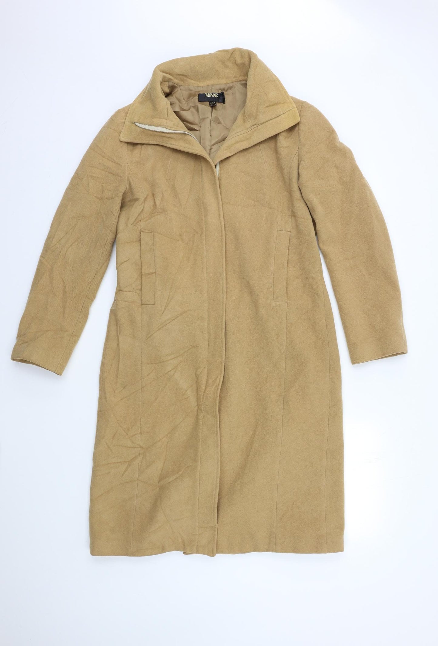 Mango Womens Beige   Overcoat Coat Size 8