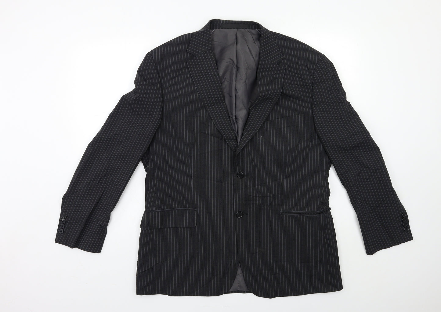 Marks and Spencer Mens Black Striped  Jacket Suit Jacket Size 42