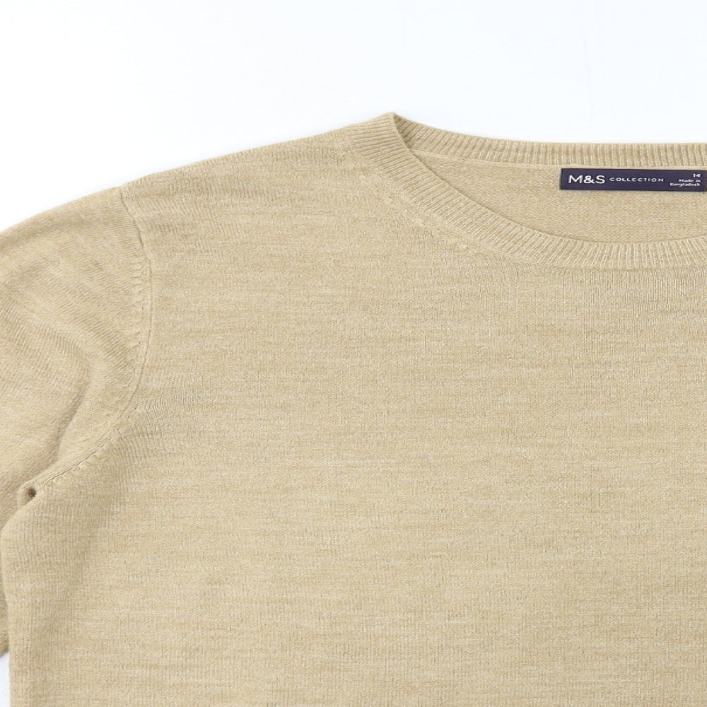 Marks and Spencer Womens Brown  Knit Pullover Jumper Size 14