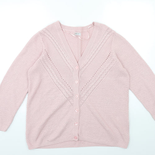 Damart Womens Pink  Knit Cardigan Jumper Size 14