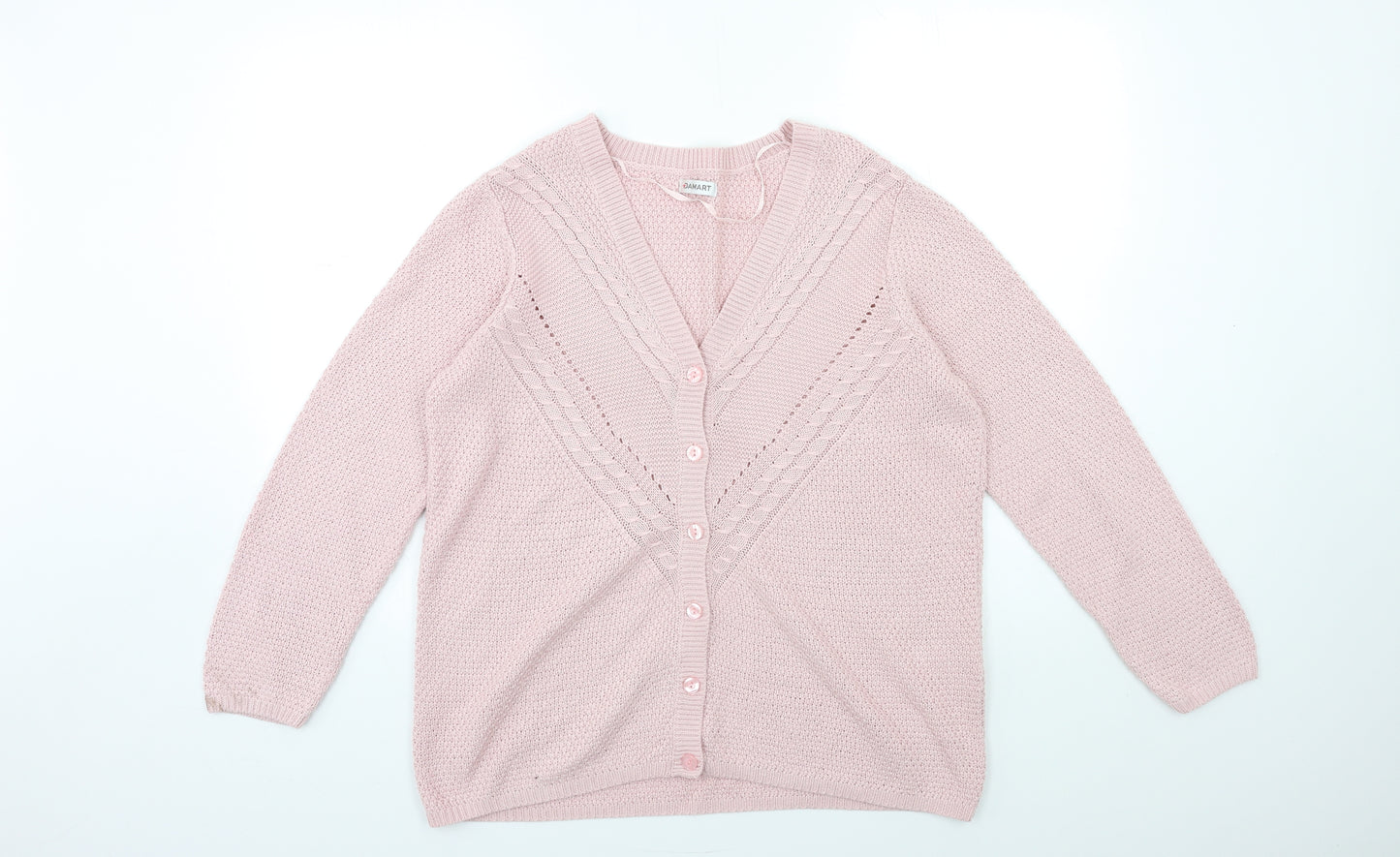 Damart Womens Pink  Knit Cardigan Jumper Size 14