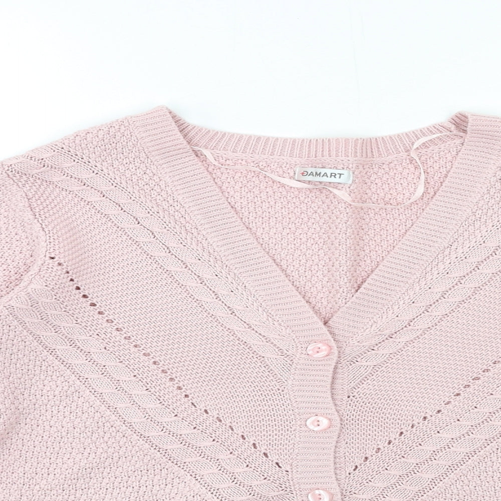 Damart Womens Pink  Knit Cardigan Jumper Size 14
