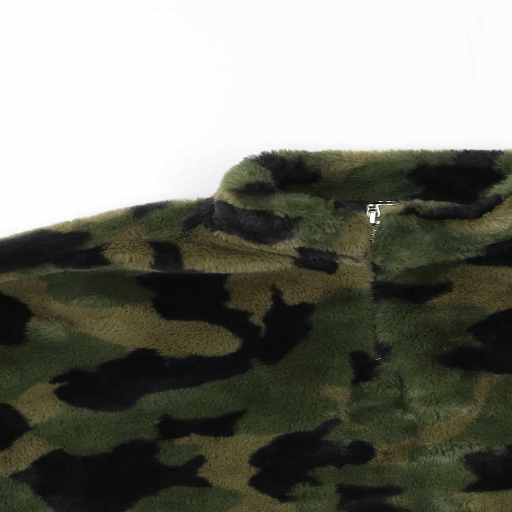 New Look Girls Green Camouflage Fleece Pullover Sweatshirt Size 14-15 Years