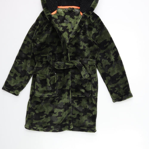 Matalan Boys Green Camouflage Fleece  Gown Size 10 Years