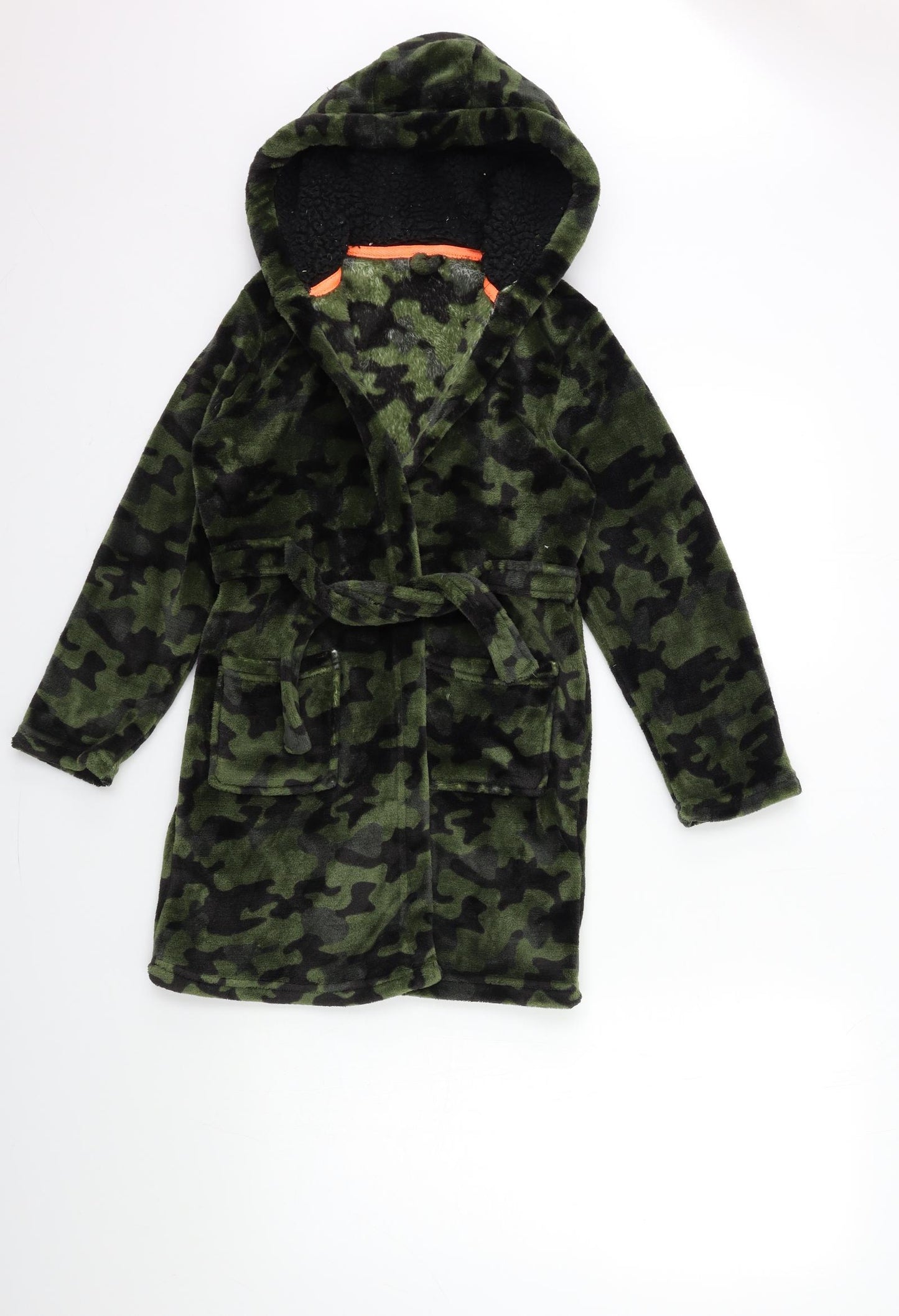 Matalan Boys Green Camouflage Fleece  Gown Size 10 Years