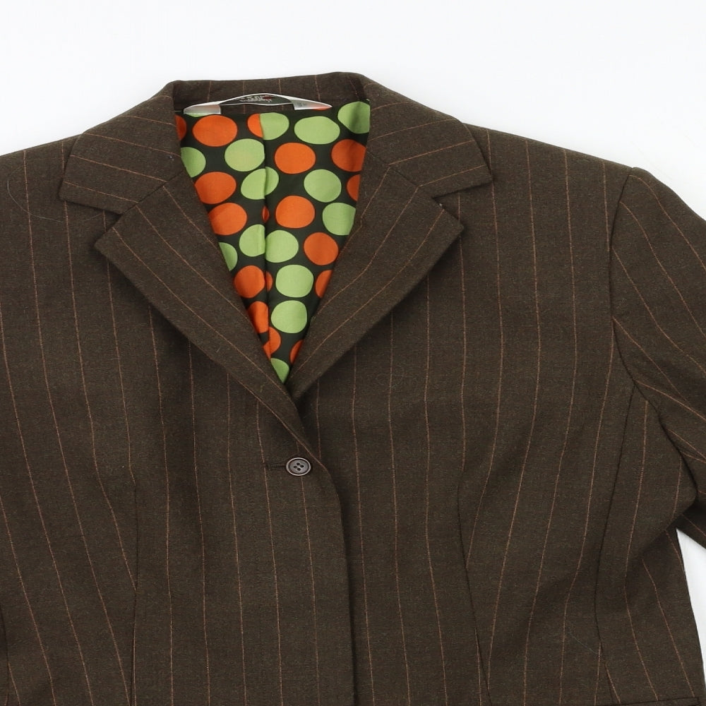 Marks and Spencer Womens Brown Striped  Jacket Blazer Size 14