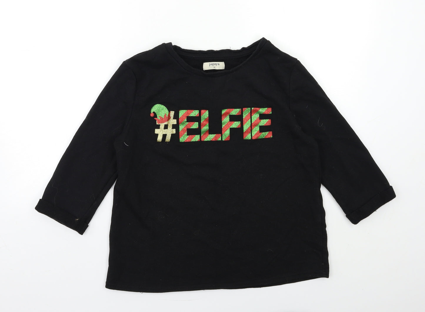 Papaya Womens Black   Pullover Sweatshirt Size M  - christmas elfie