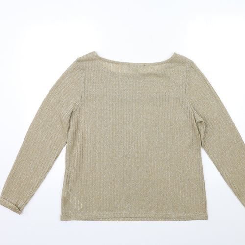 Marks and Spencer Womens Gold  Knit Pullover Jumper Size 12