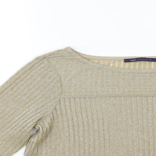 Marks and Spencer Womens Gold  Knit Pullover Jumper Size 12
