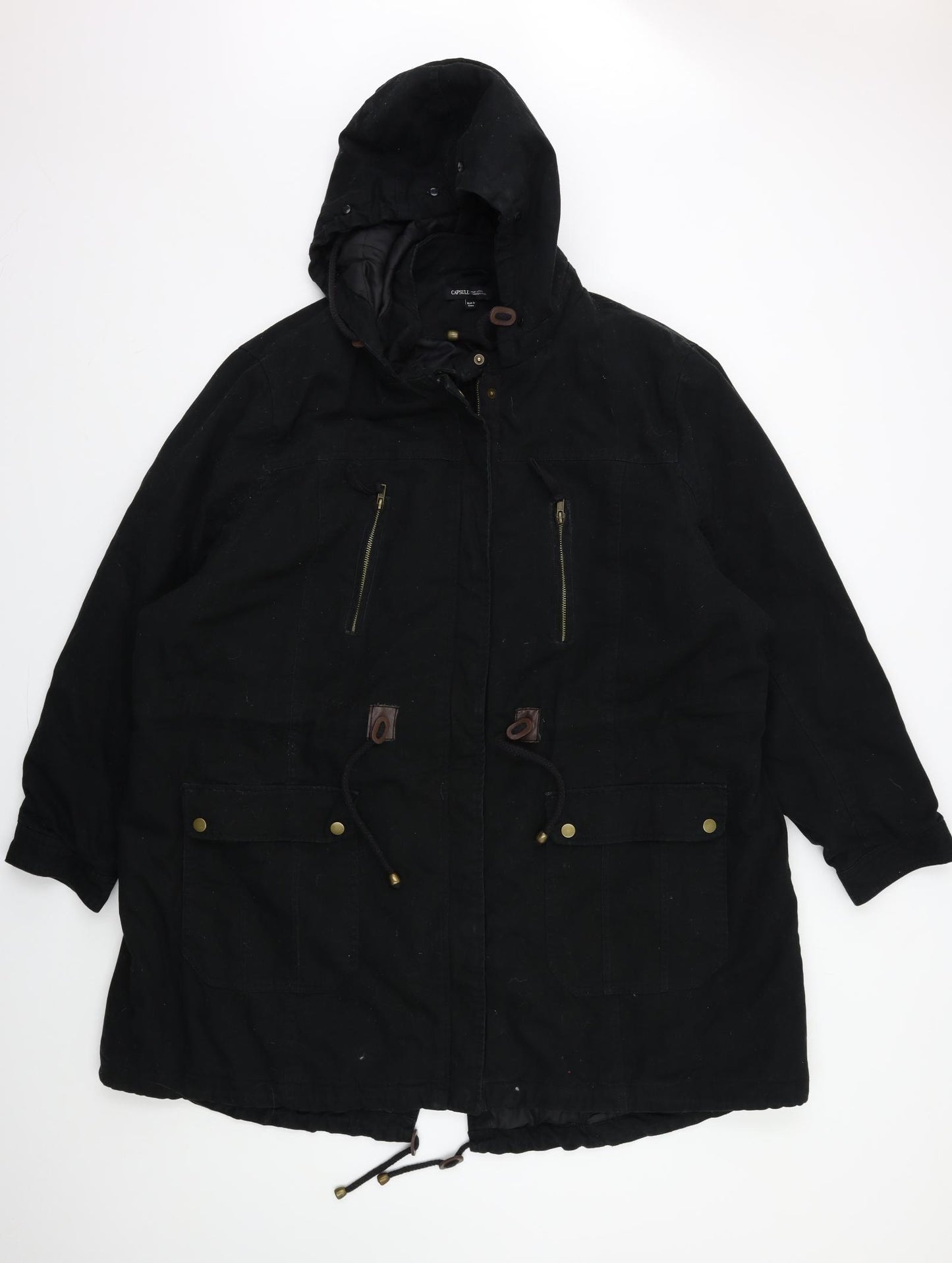 CAPSULE Womens Black   Overcoat Coat Size 24