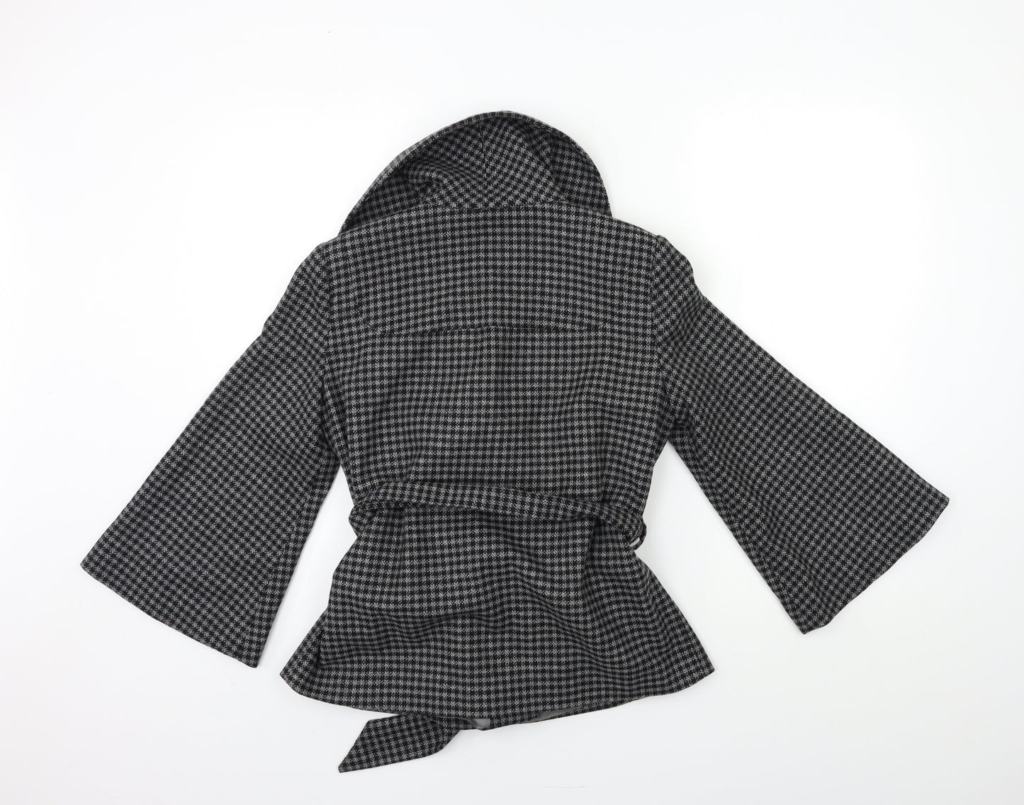 Topshop Womens Black Houndstooth  Overcoat Coat Size 10