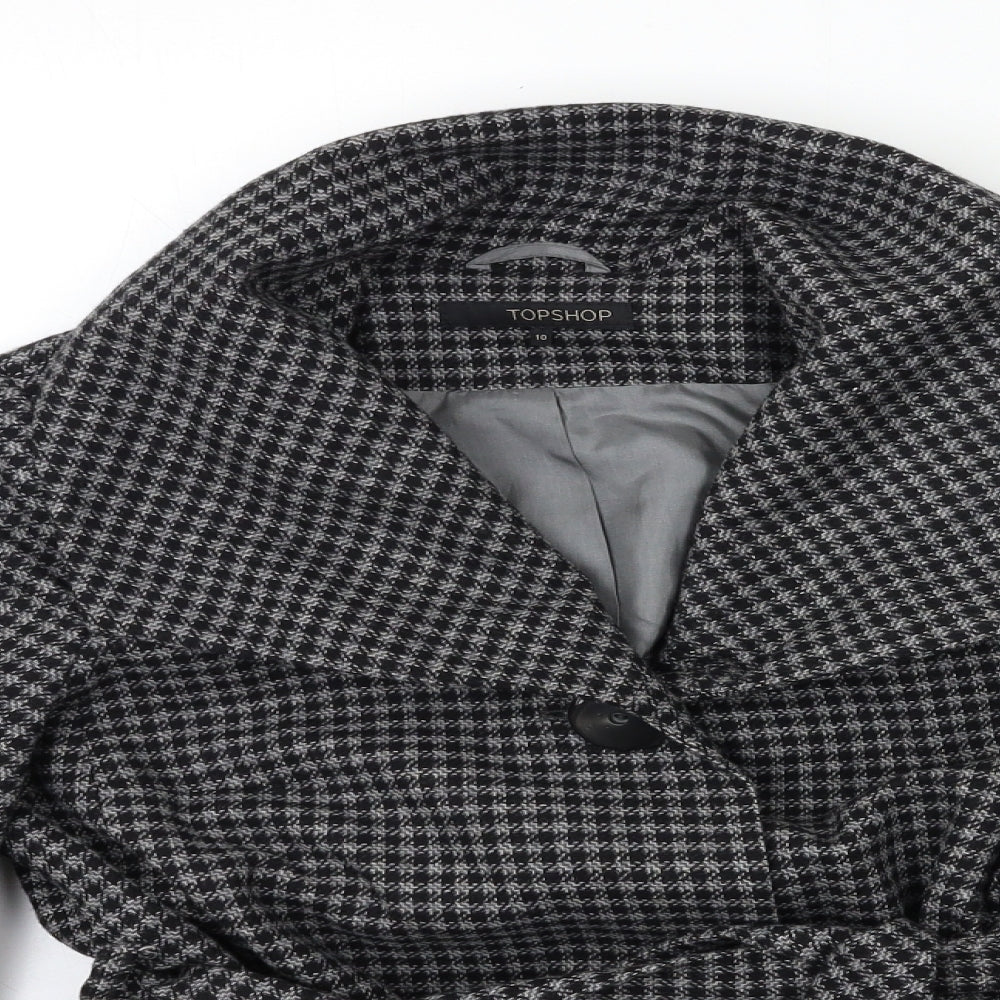 Topshop Womens Black Houndstooth  Overcoat Coat Size 10