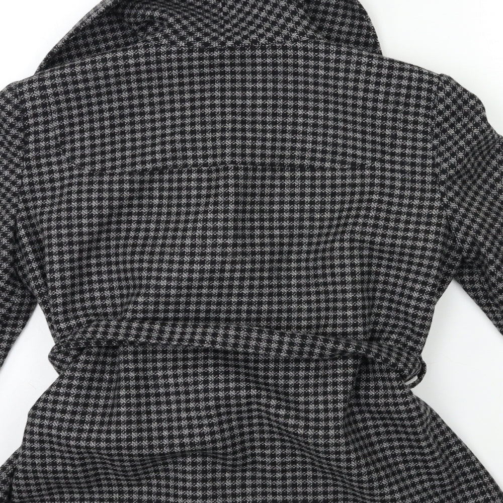 Topshop Womens Black Houndstooth  Overcoat Coat Size 10