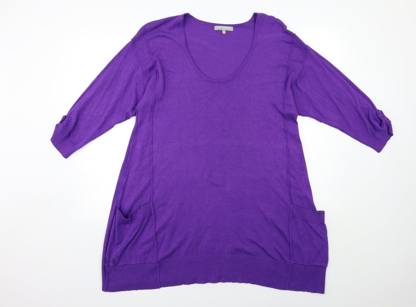 Ann Harvey Womens Purple  Knit Pullover Jumper Size 16