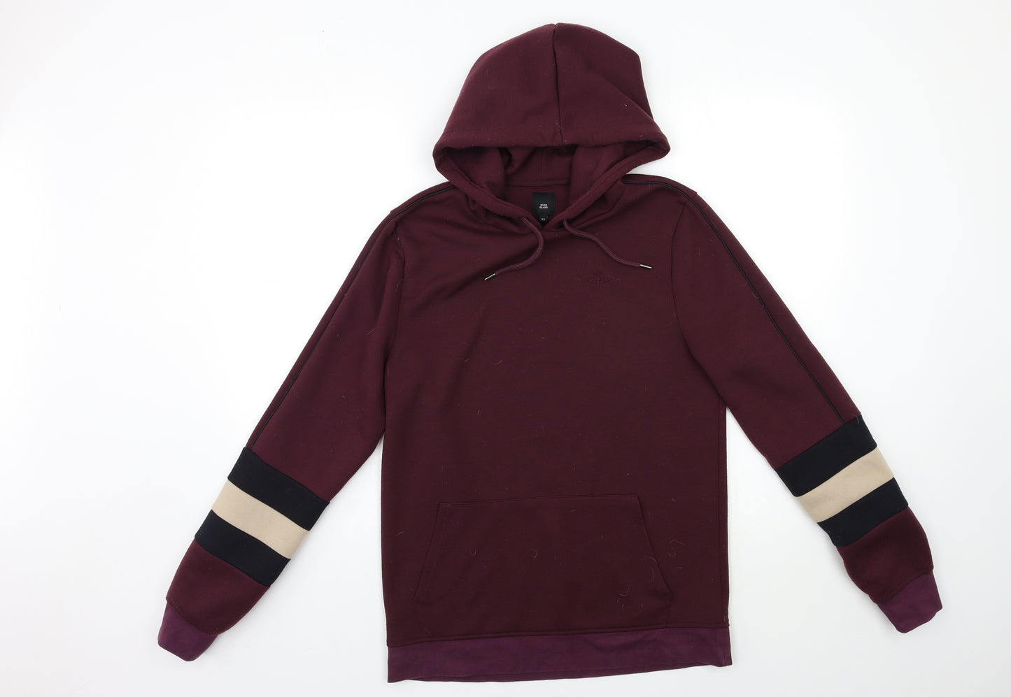 River Island Mens Purple Striped  Pullover Hoodie Size XS