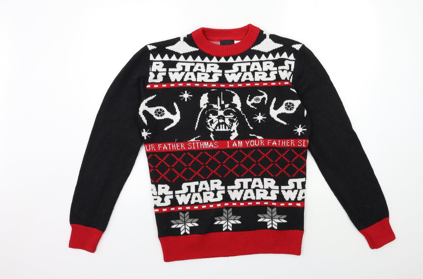 H&M  Mens Black Geometric Knit Pullover Sweatshirt Size XS  - STAR WARS