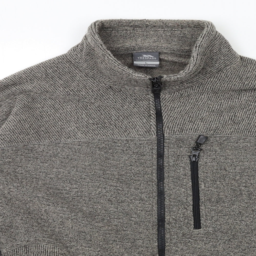 Trespass Mens Grey Striped Fleece Jacket  Size L
