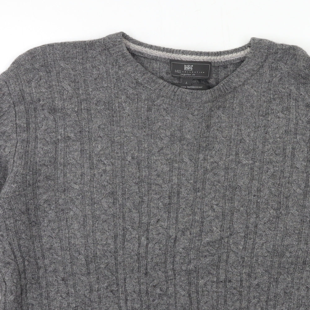 Marks and Spencer Mens Grey  Knit Pullover Jumper Size L