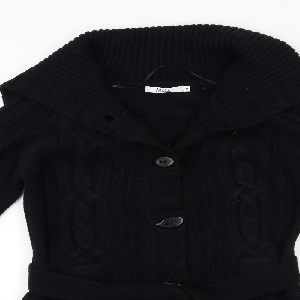 M&Co Womens Black  Knit Cardigan Jumper Size M