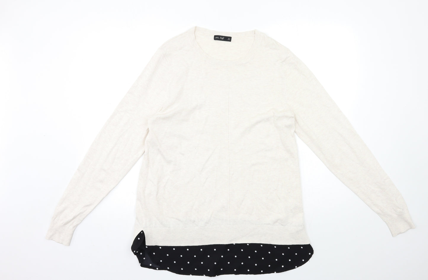 F&F Womens Beige  Knit Pullover Jumper Size 10