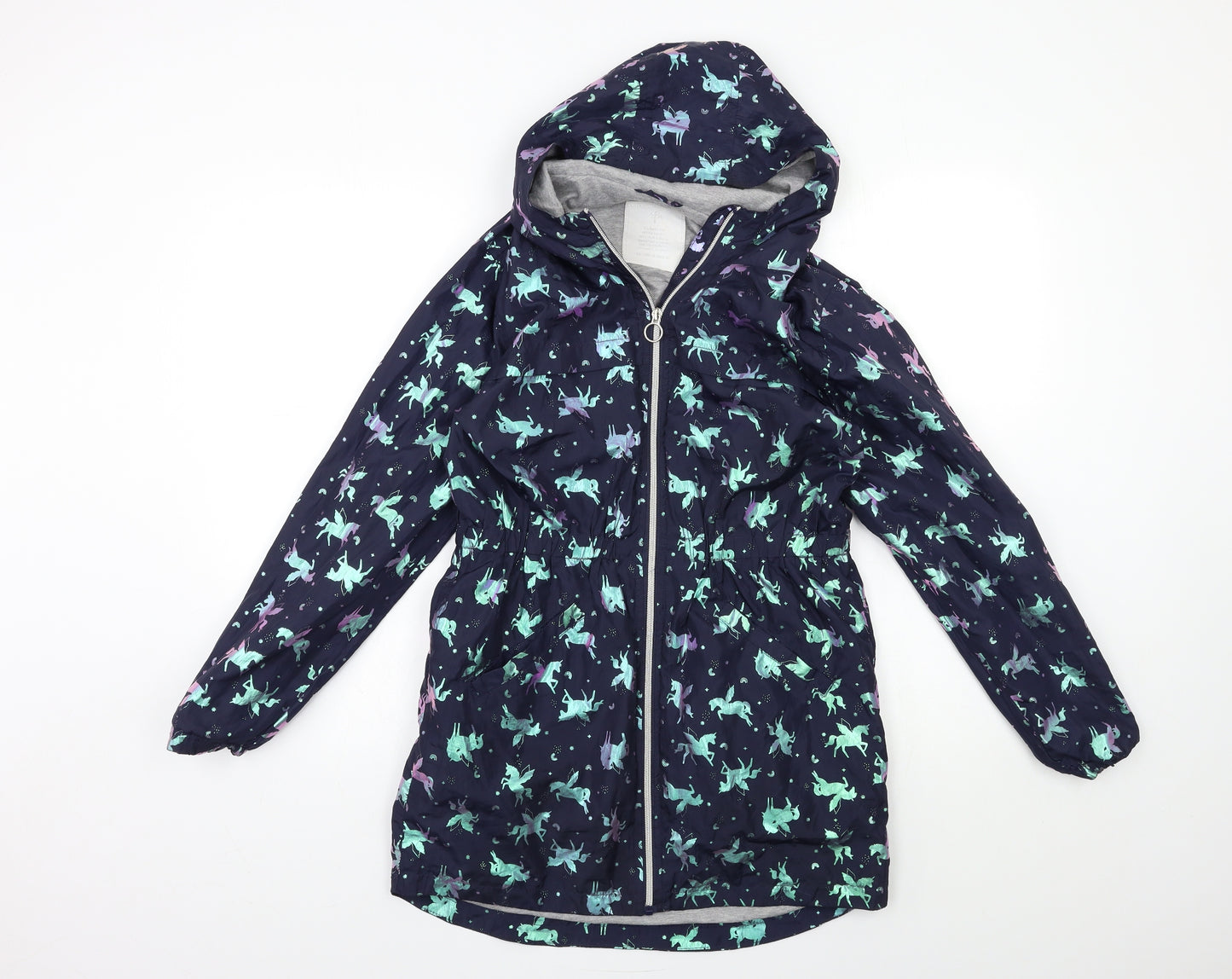 Matalan Girls Blue Geometric  Rain Coat Coat Size 13 Years