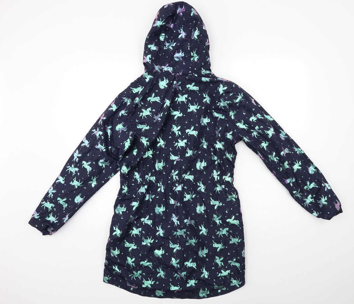 Matalan Girls Blue Geometric  Rain Coat Coat Size 13 Years