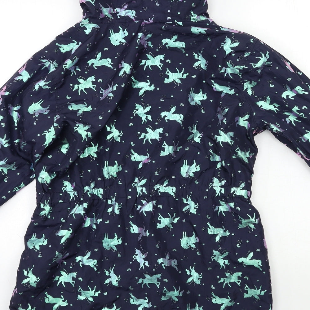 Matalan Girls Blue Geometric  Rain Coat Coat Size 13 Years