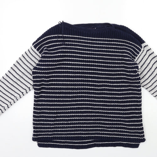 Marks and Spencer Womens Blue Striped Knit Pullover Jumper Size L