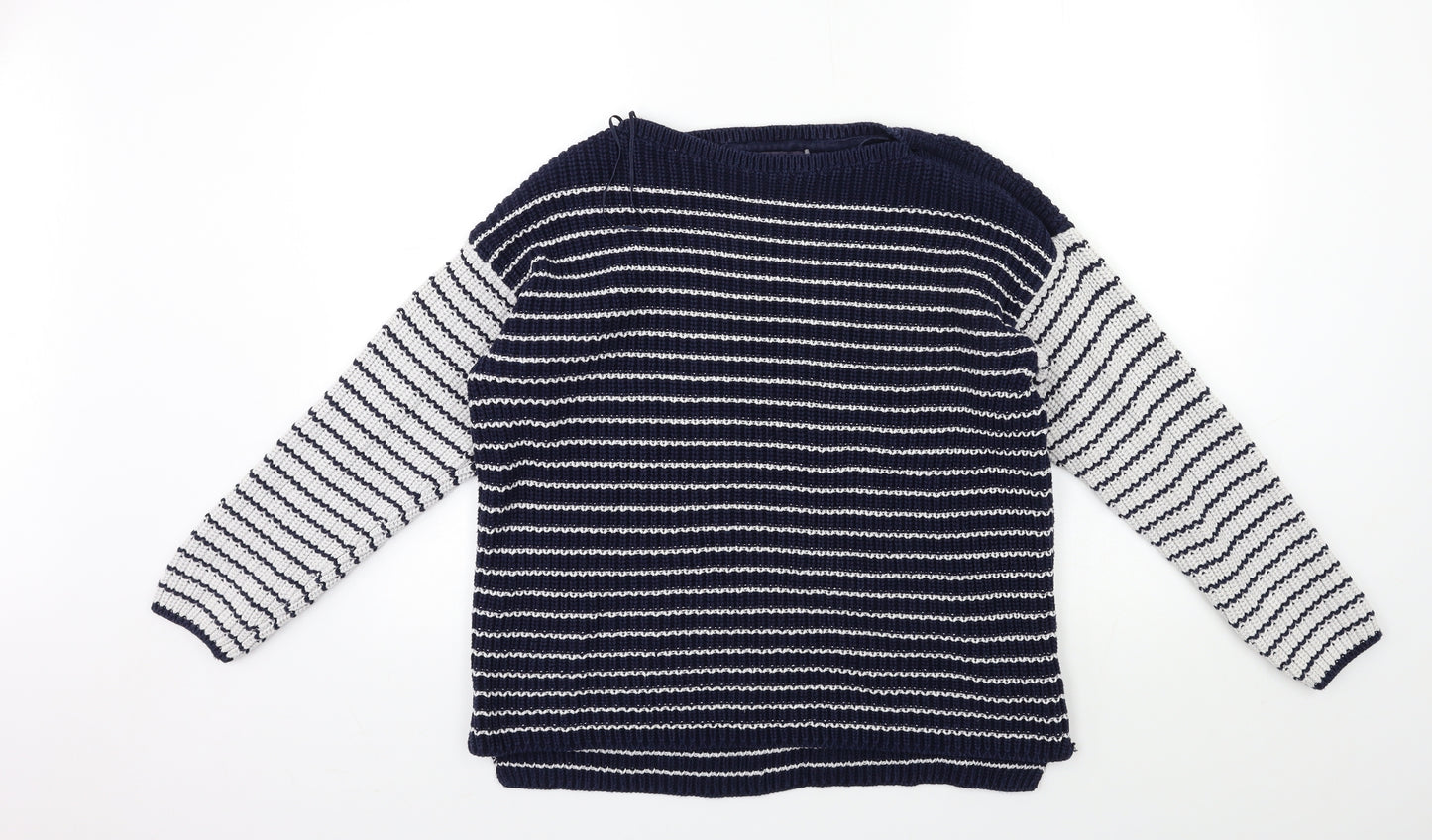 Marks and Spencer Womens Blue Striped Knit Pullover Jumper Size L