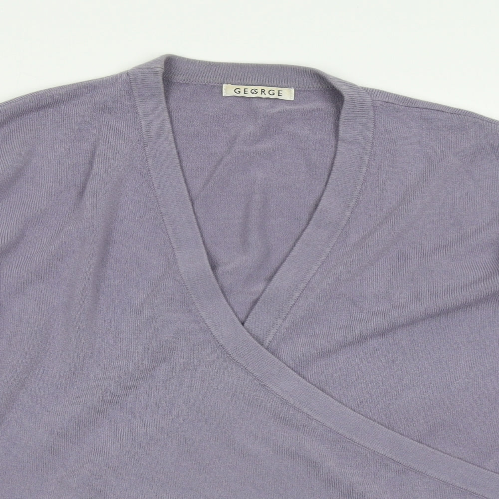 George Womens Purple  Knit Wrap Jumper Size 24