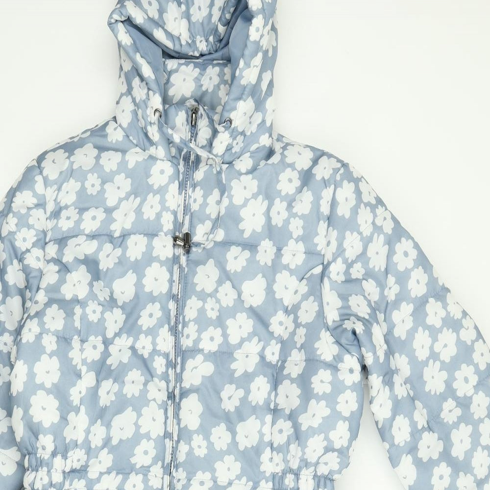 Cotton Traders Womens Blue Floral  Parka Coat Size 14