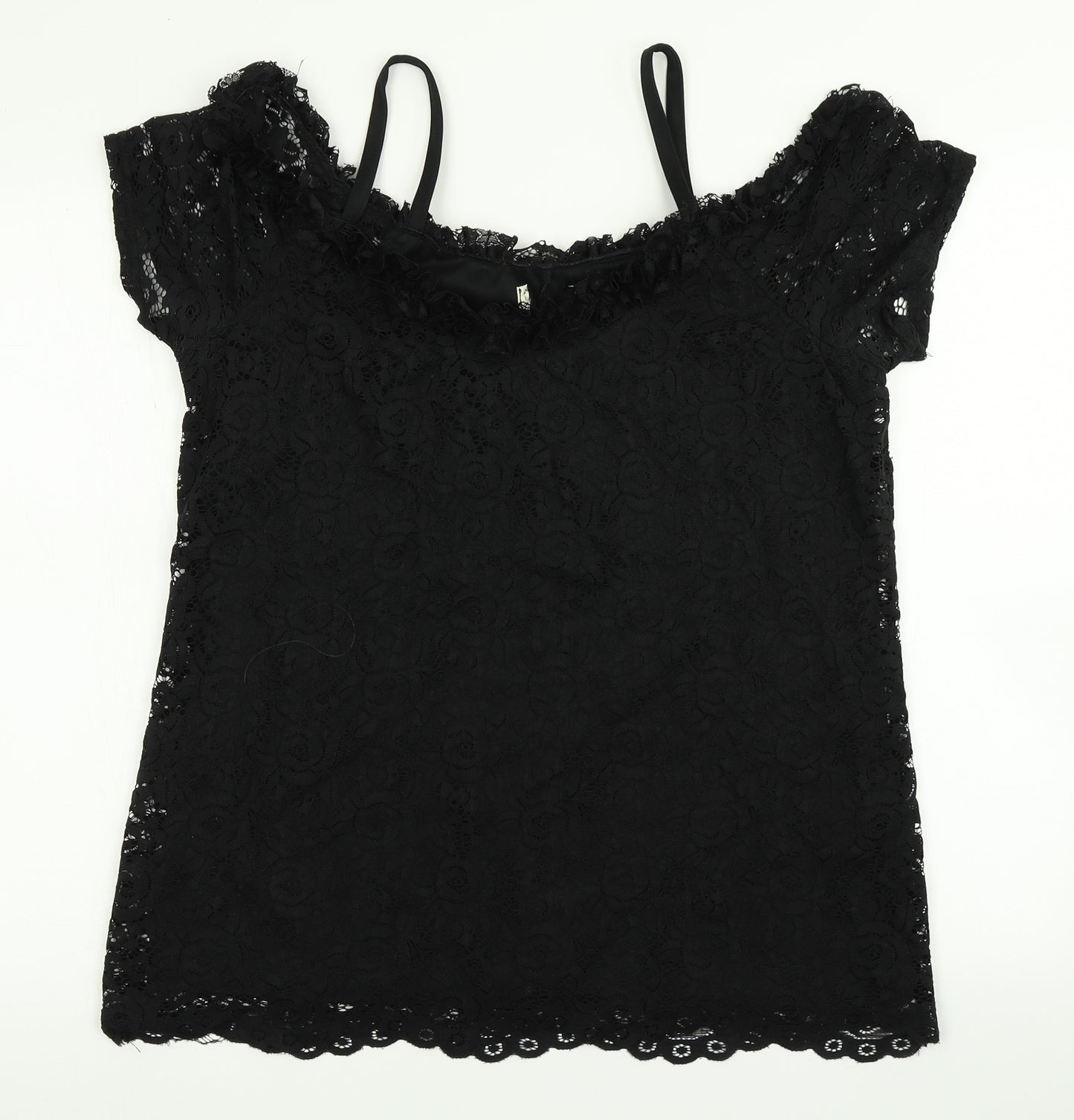 Papaya Womens Black Floral  Basic Blouse Size 16