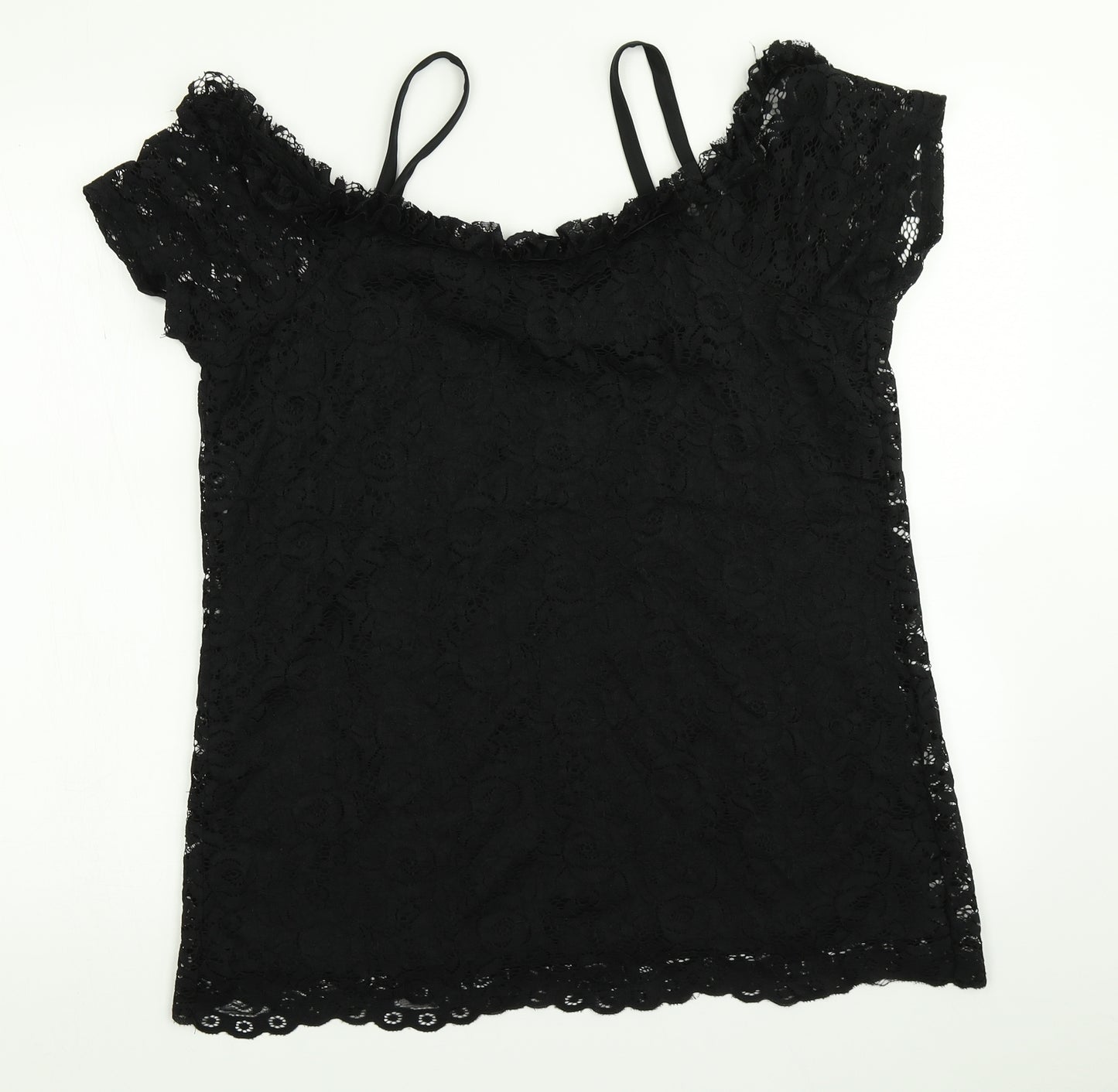 Papaya Womens Black Floral  Basic Blouse Size 16