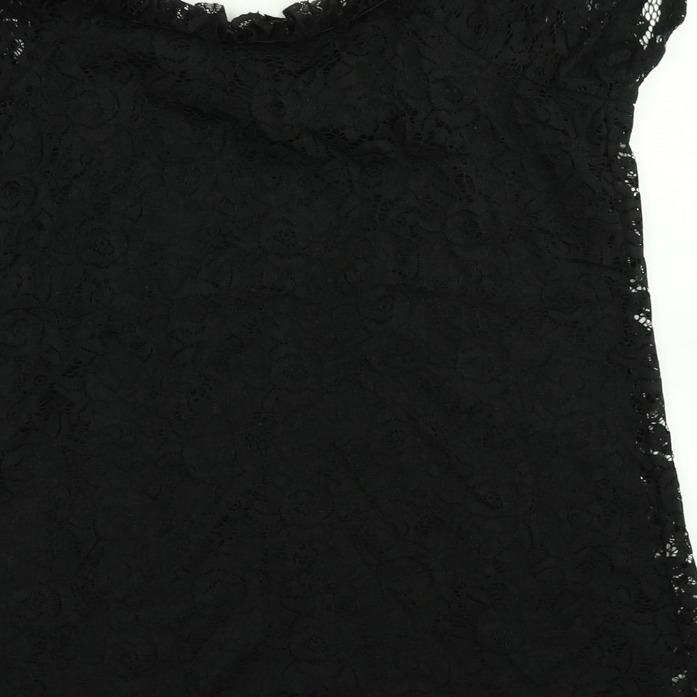 Papaya Womens Black Floral  Basic Blouse Size 16