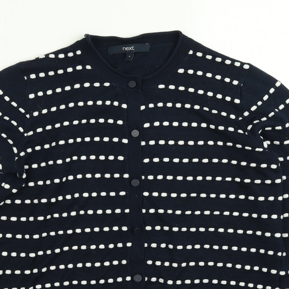 NEXT Womens Blue Polka Dot Knit Cardigan Jumper Size 8
