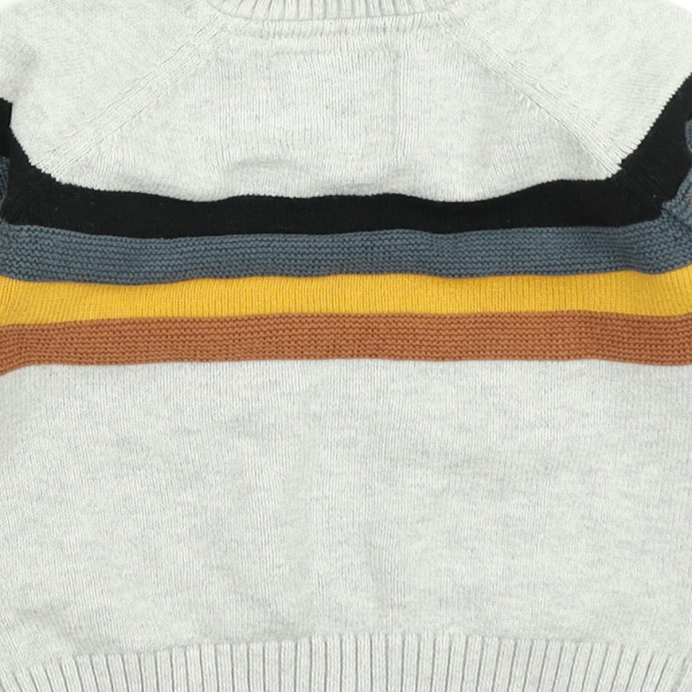 F&F Boys Grey Striped Knit Pullover Jumper Size 9-12 Months