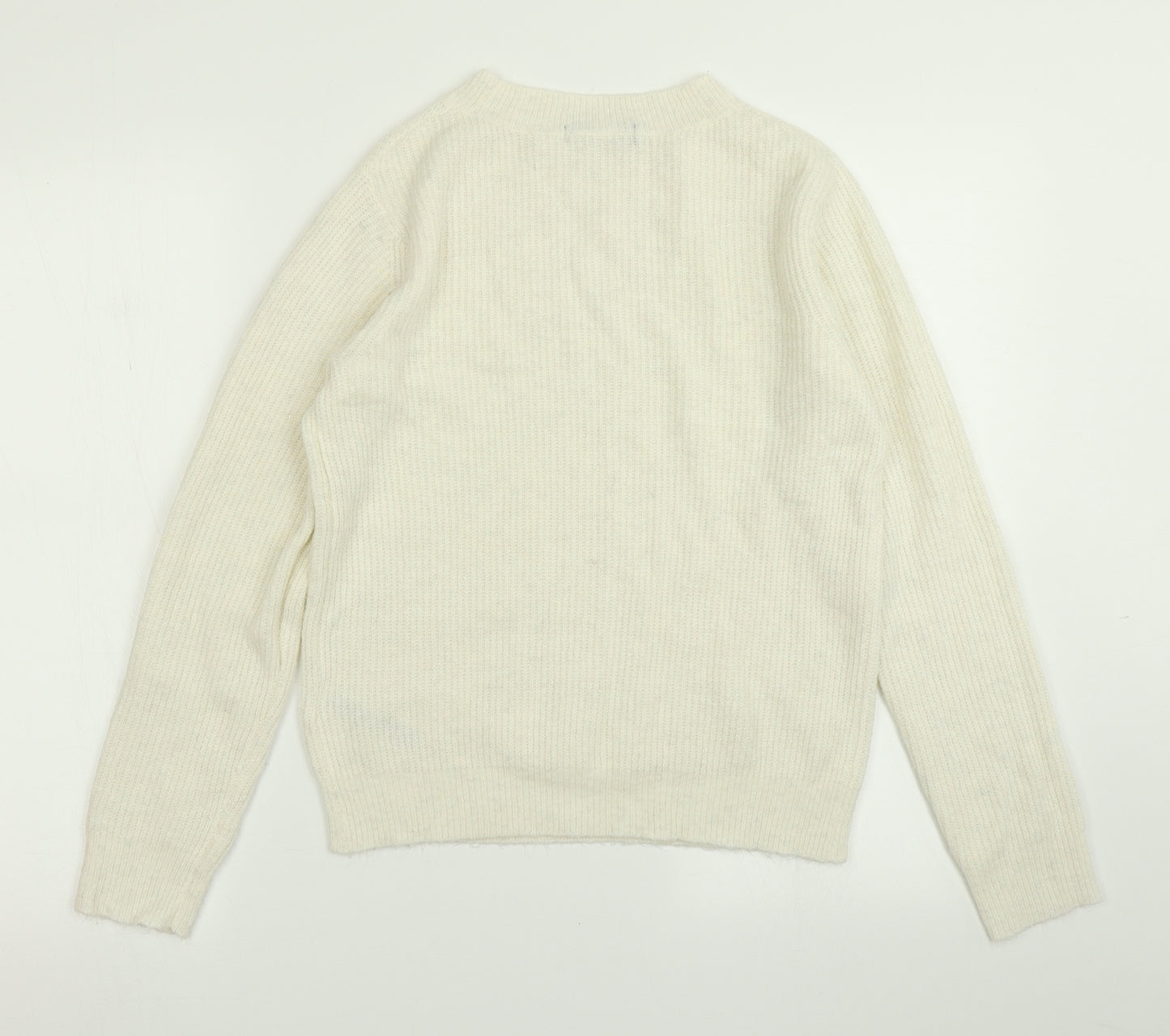M&S collection Womens White  Knit Pullover Jumper Size 10