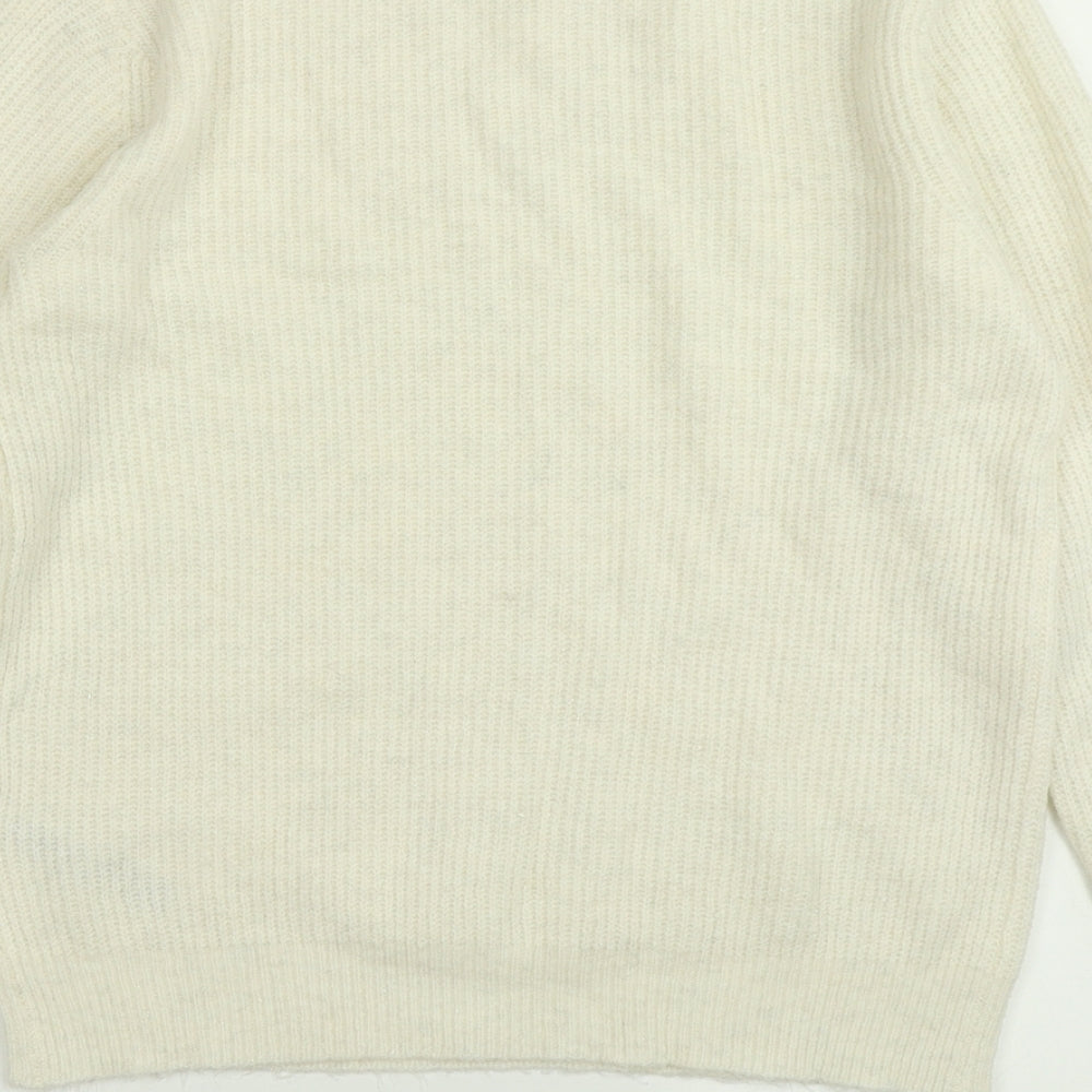 M&S collection Womens White  Knit Pullover Jumper Size 10