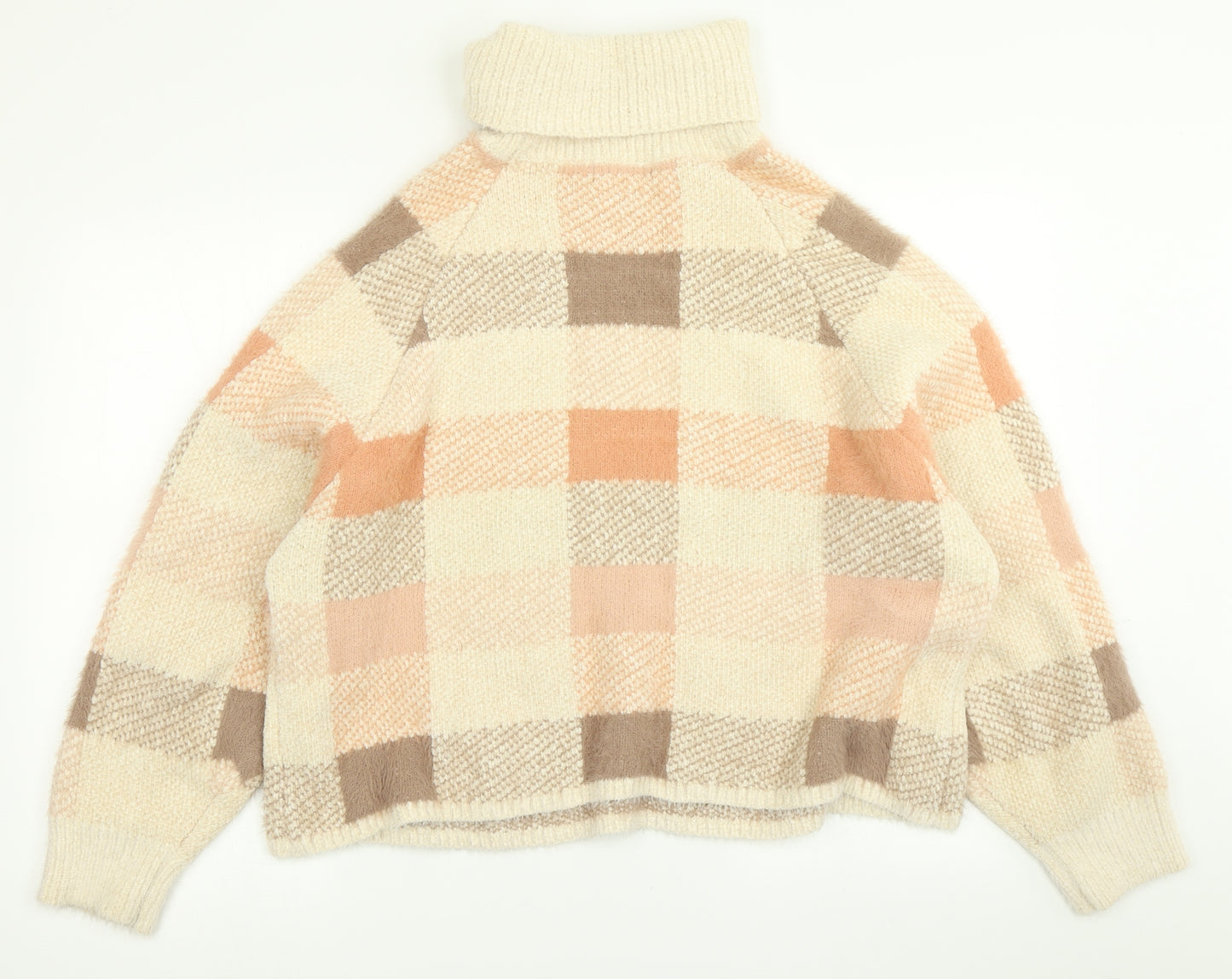 Primark Womens Beige Check Knit Pullover Jumper Size XL  - Cropped